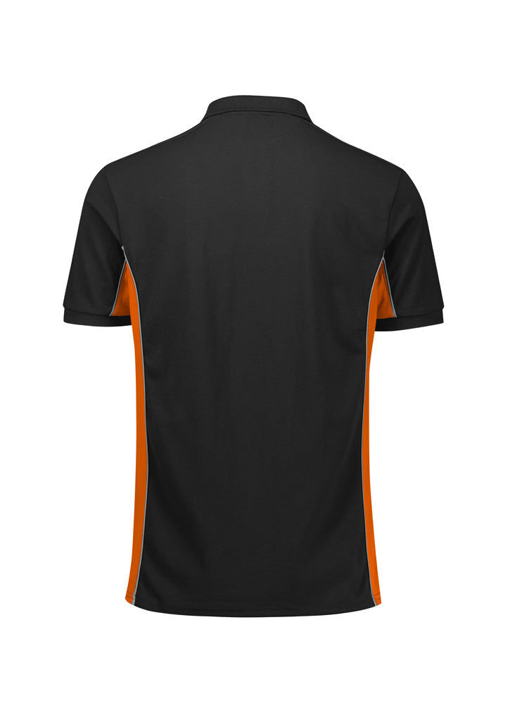 Grid Unisex Short Sleeve Polo - Black/Orange - Back
