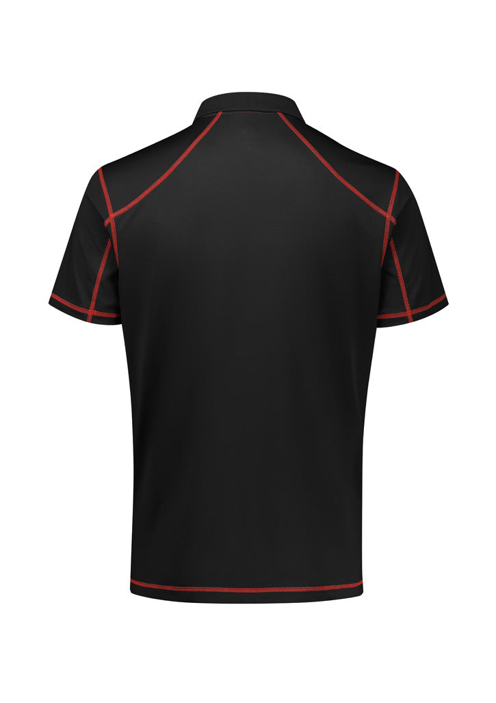 Dart Mens Short Sleeve Polo - Black/Red - Back