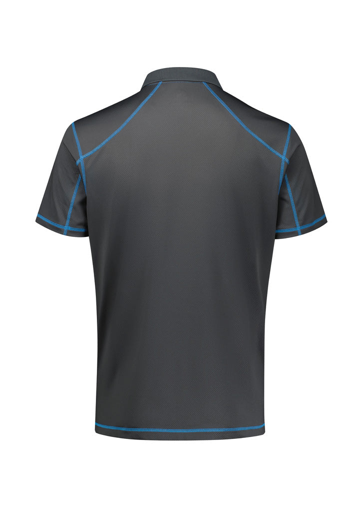 Dart Mens Short Sleeve Polo - Grey/Cyan - Back