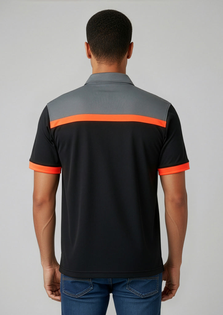 Charger Mens Short Sleeve Polo - Black/Fluoro Orange/Grey - Model