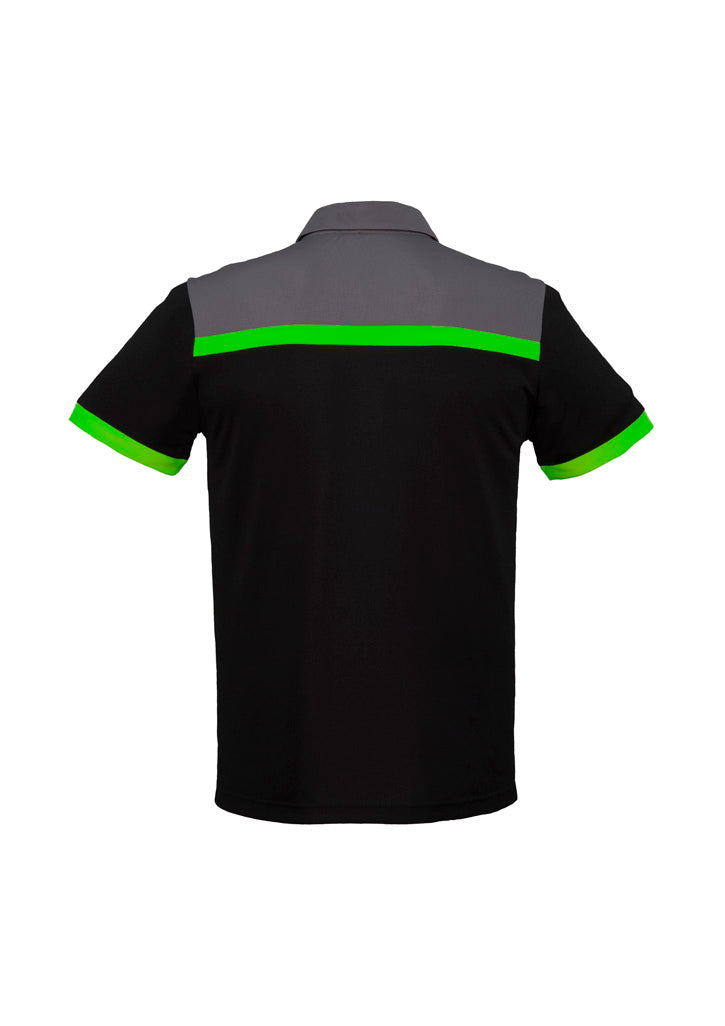 Charger Mens Short Sleeve Polo - Black/Green/Grey - Back
