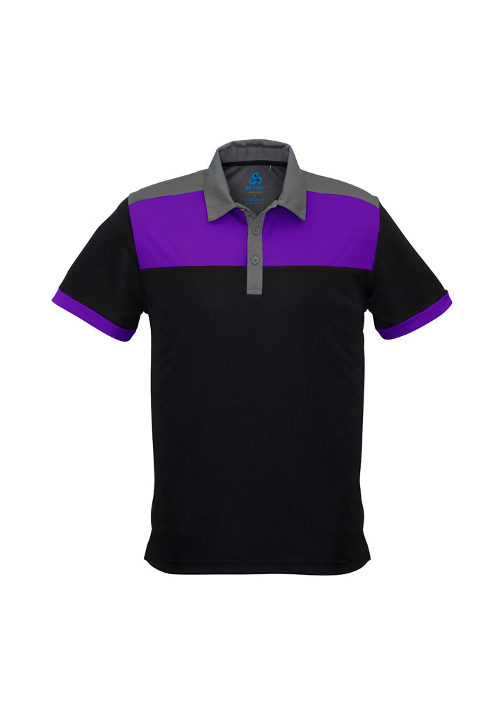Charger Mens Short Sleeve Polo - Black/Purple/Grey - Front