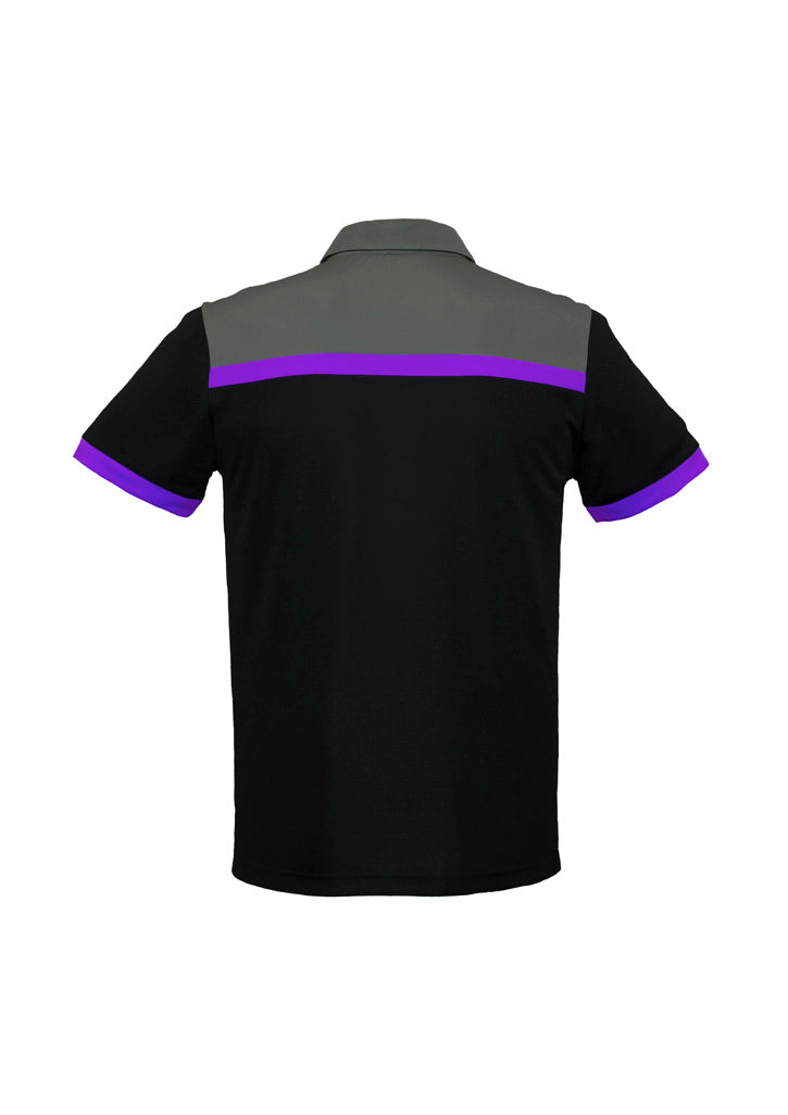 Charger Mens Short Sleeve Polo - Black/Purple/Grey - Back