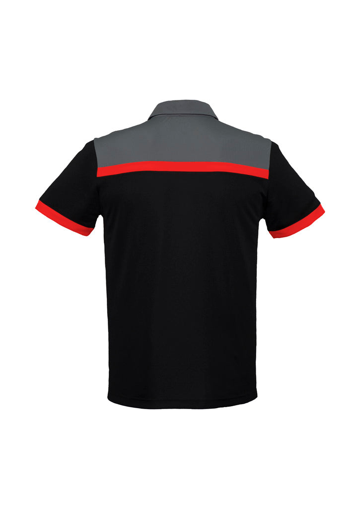 Charger Mens Short Sleeve Polo - Black/Red/Grey - Back