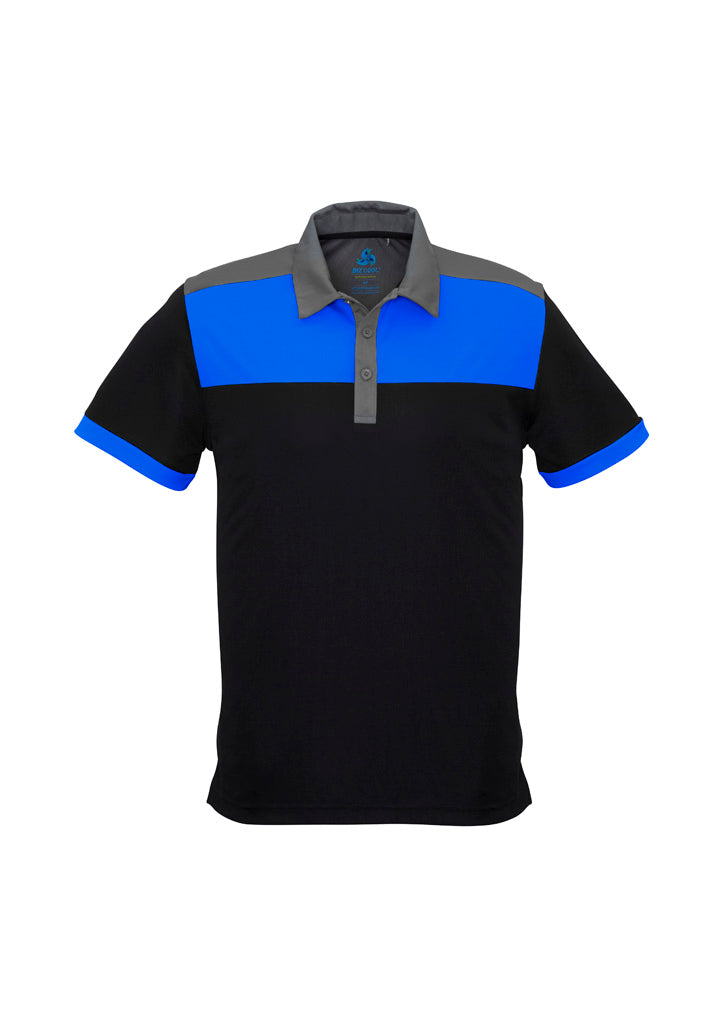 Charger Mens Short Sleeve Polo - Black/Royal/Grey - Front