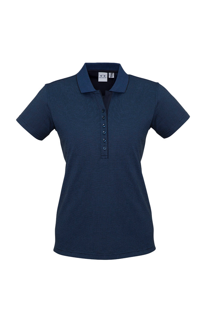 Shadow Womens Short Sleeve Polo - Carbon Blue - Front