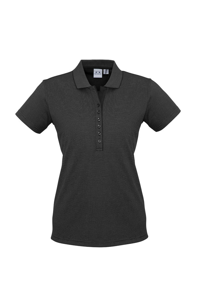 Shadow Womens Short Sleeve Polo - Graphite Black - Front