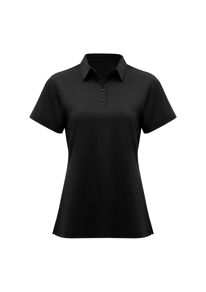 Lotus Womens Short Sleeve Polo - Black - Front