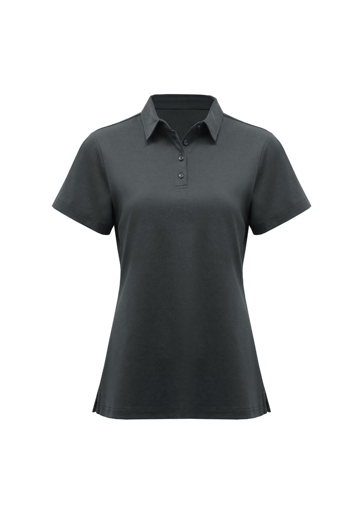 Lotus Womens Short Sleeve Polo - Charcoal - Front