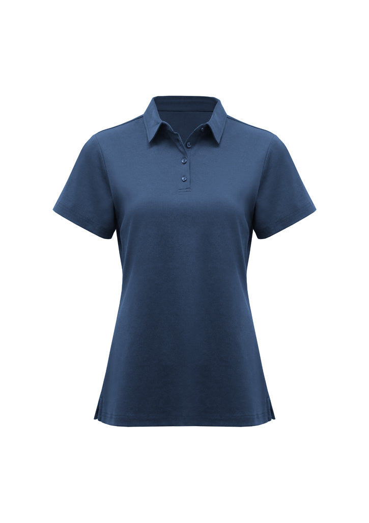 Lotus Womens Short Sleeve Polo - Mineral Blue - Front