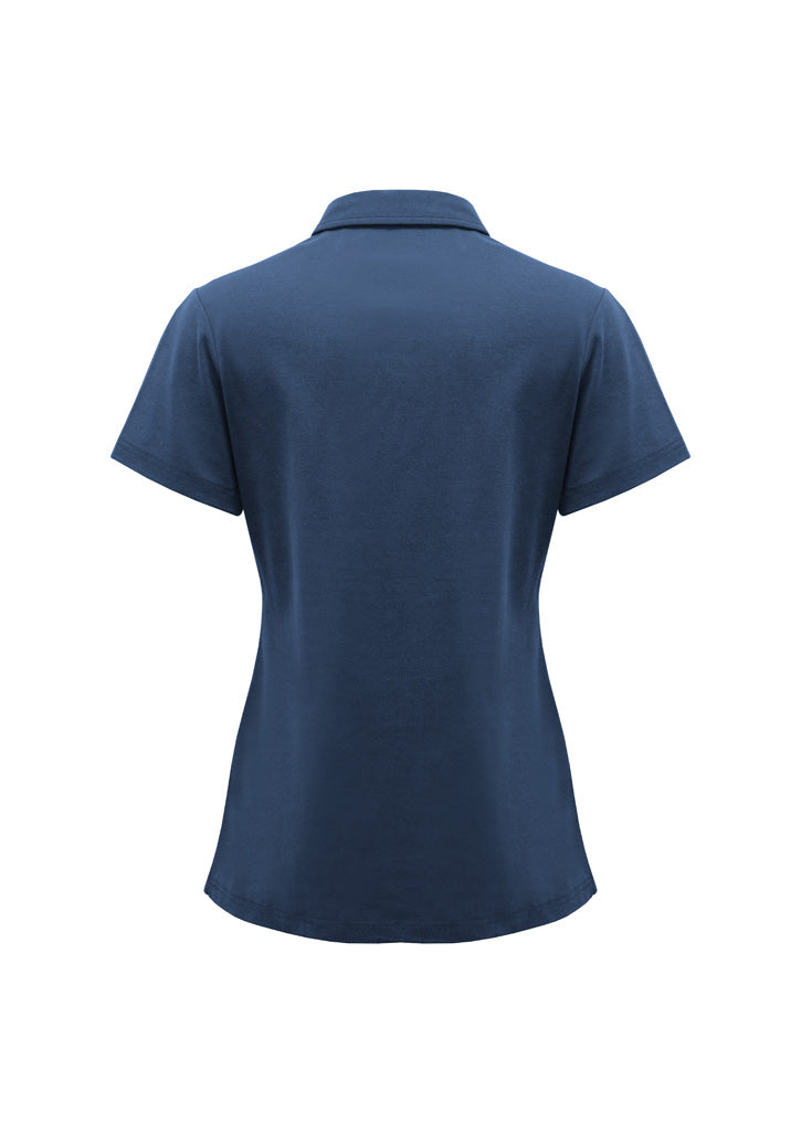 Lotus Womens Short Sleeve Polo - Mineral Blue - Back