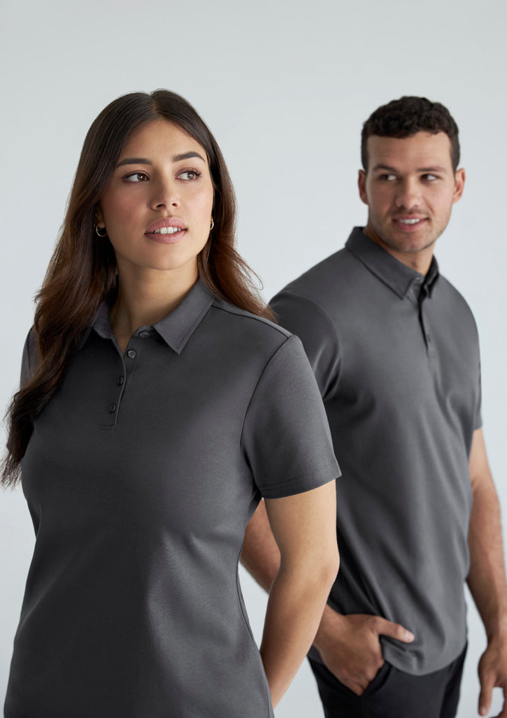 Lotus Womens Short Sleeve Polo - Charcoal - Model