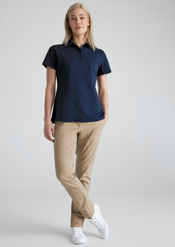 Lotus Womens Short Sleeve Polo - Navy - Model