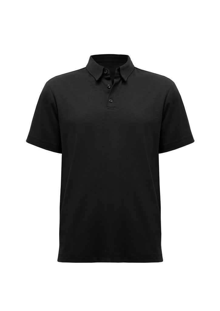 Lotus Mens Short Sleeve Polo - Black - Front