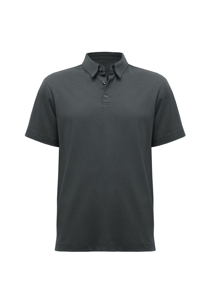 Lotus Mens Short Sleeve Polo - Charcoal - Front