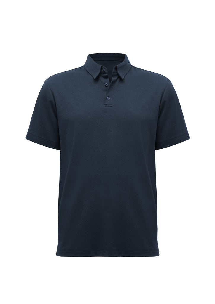 Lotus Mens Short Sleeve Polo - Navy - Front