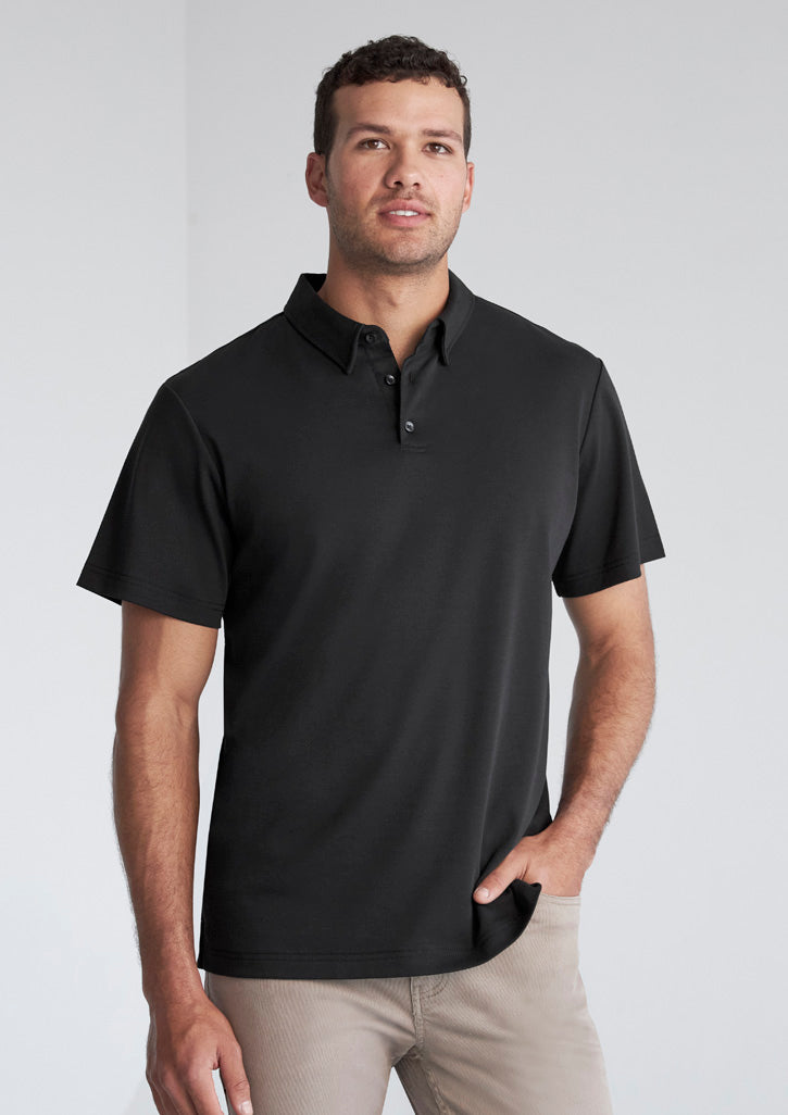 Lotus Mens Short Sleeve Polo - Black - Model