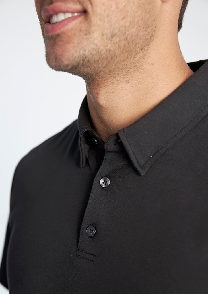 Lotus Mens Short Sleeve Polo - Black - Model