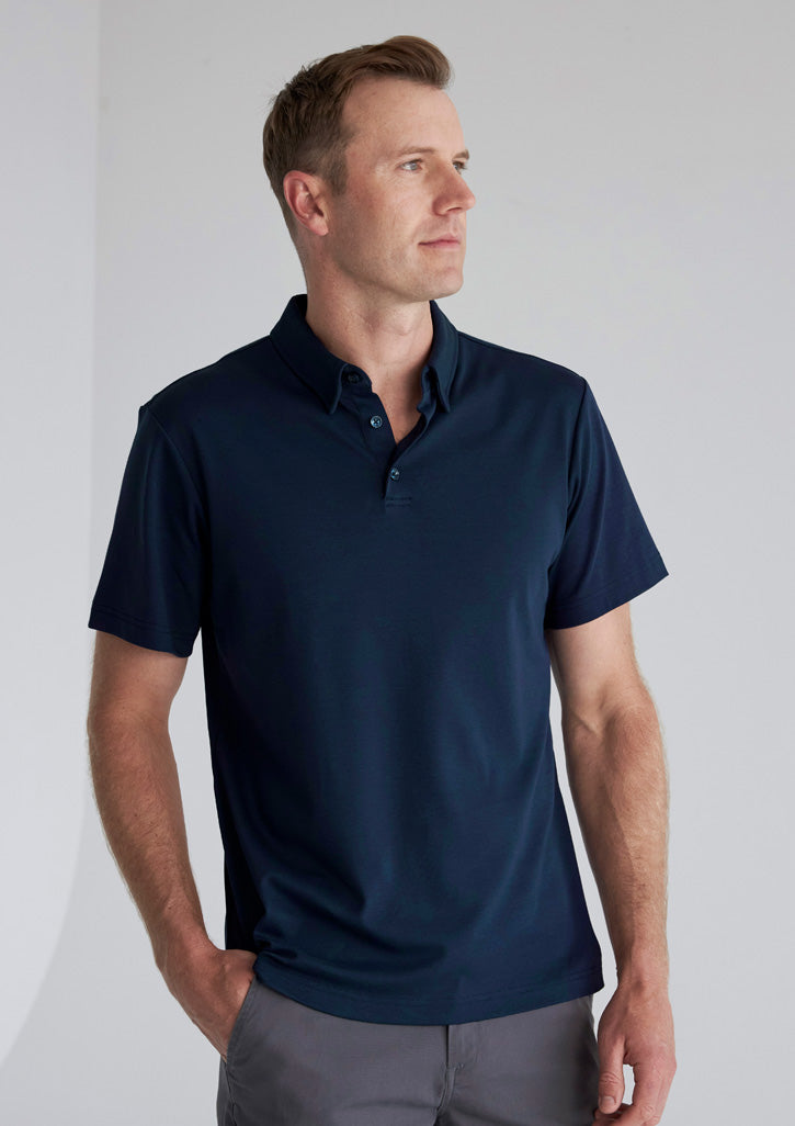 Lotus Mens Short Sleeve Polo - Navy - Model