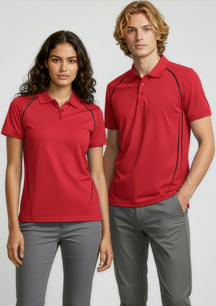 Cyber Womens Short Sleeve Polo - Red/Silver - Model