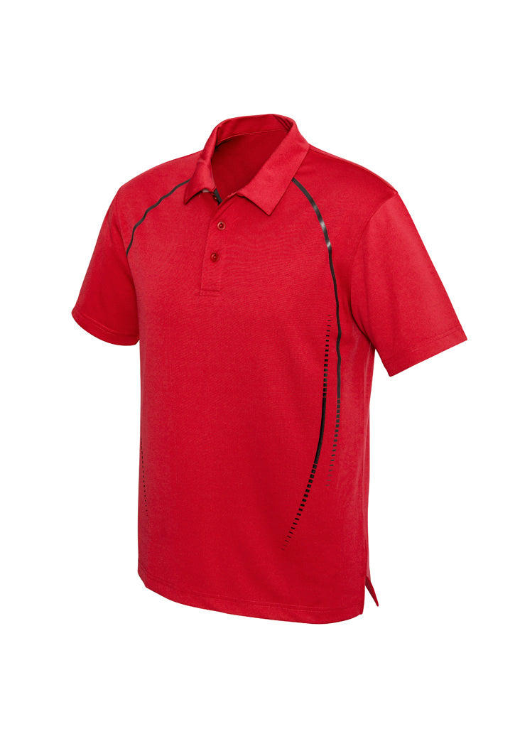 Cyber Mens Short Sleeve Polo - Red/Silver - Front