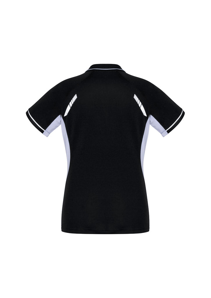 Renegade Womens Short Sleeve Polo - Black/White/Silver - Back