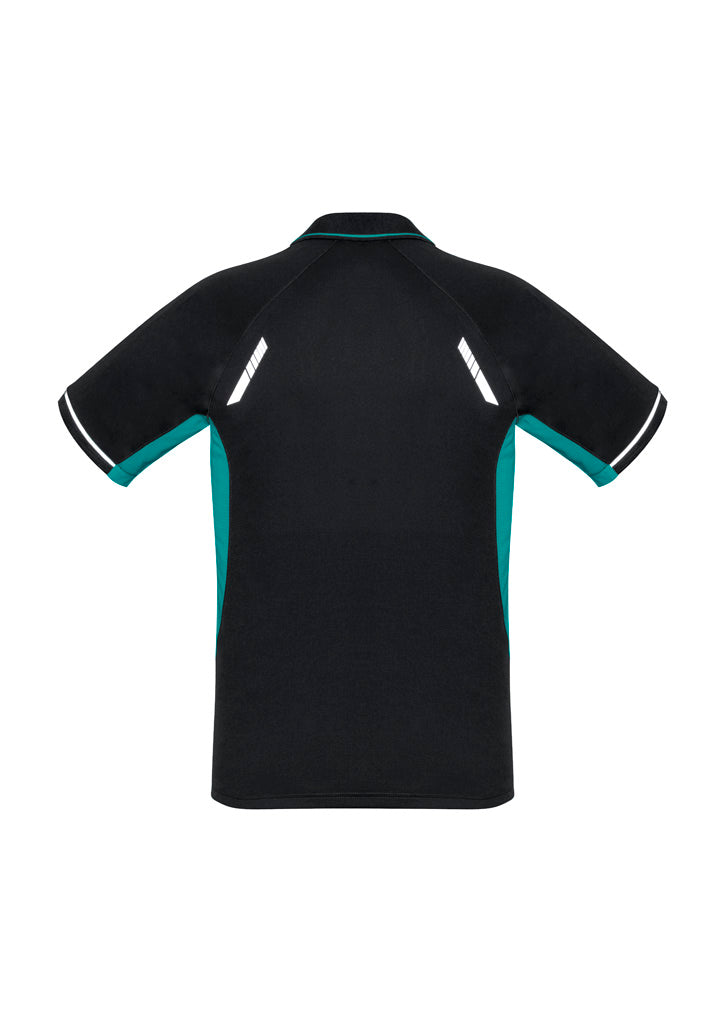 Renegade Mens Short Sleeve Polo - Black/Teal/Silver - Back