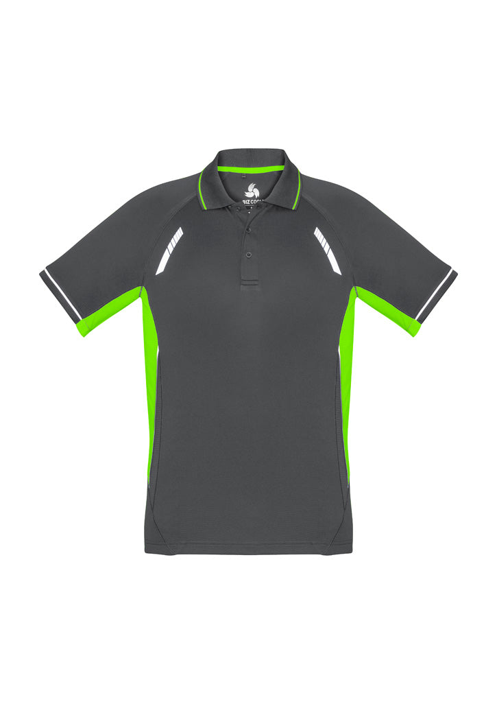 Renegade Mens Short Sleeve Polo - Grey/Fluoro Lime/Silver - Front