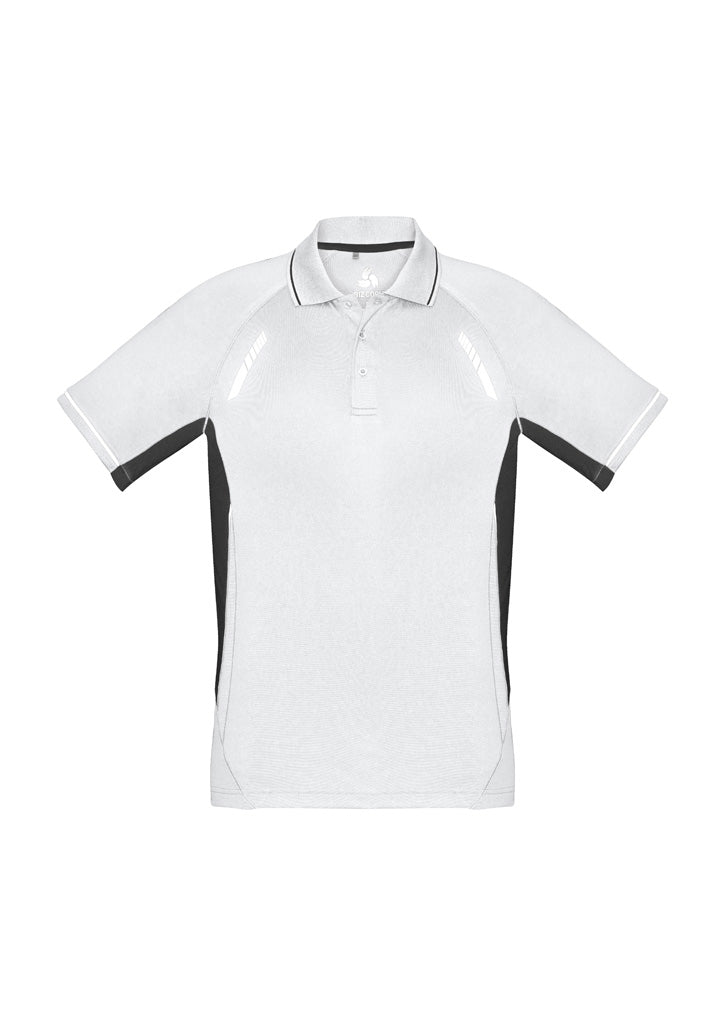 Renegade Mens Short Sleeve Polo - White/Black/Silver - Front