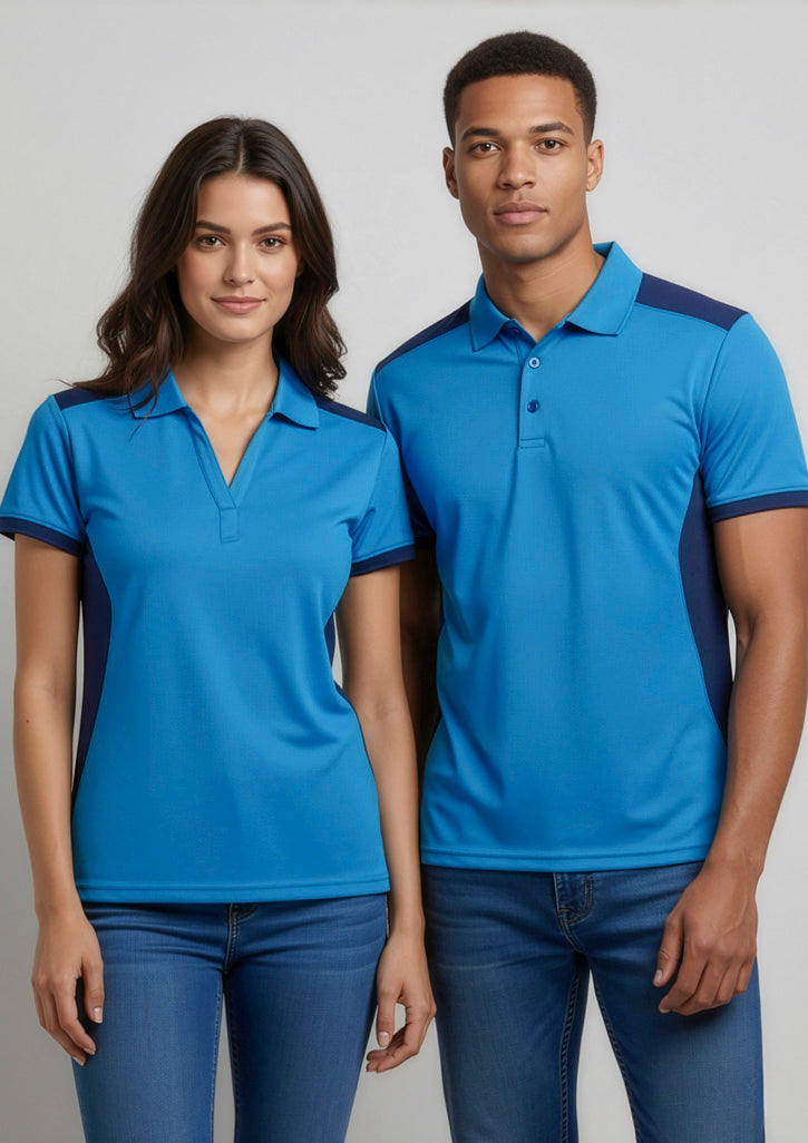 Rival Womens Short Sleeve Polo - Cyan/Navy - Model