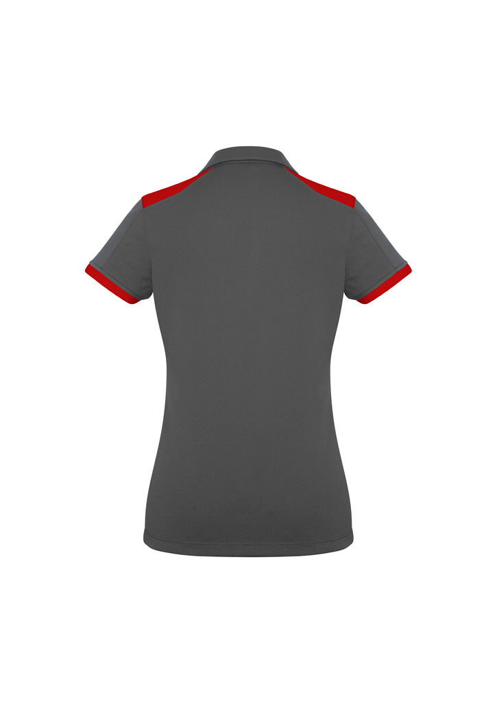 Rival Womens Short Sleeve Polo - Grey/Red - Back