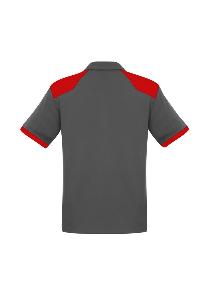 Rival Mens Short Sleeve Polo - Grey/Red - Back