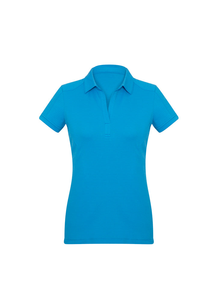 Profile Womens Short Sleeve Polo - Cyan - Front