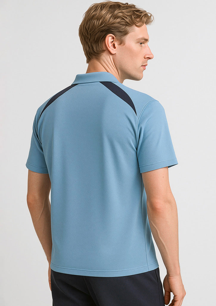Splice Mens Short Sleeve Polo - Spring Blue/Navy - Model