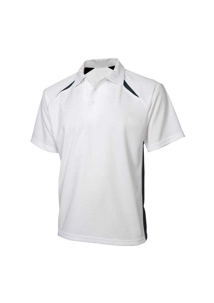 Splice Mens Short Sleeve Polo - White/Navy - Front