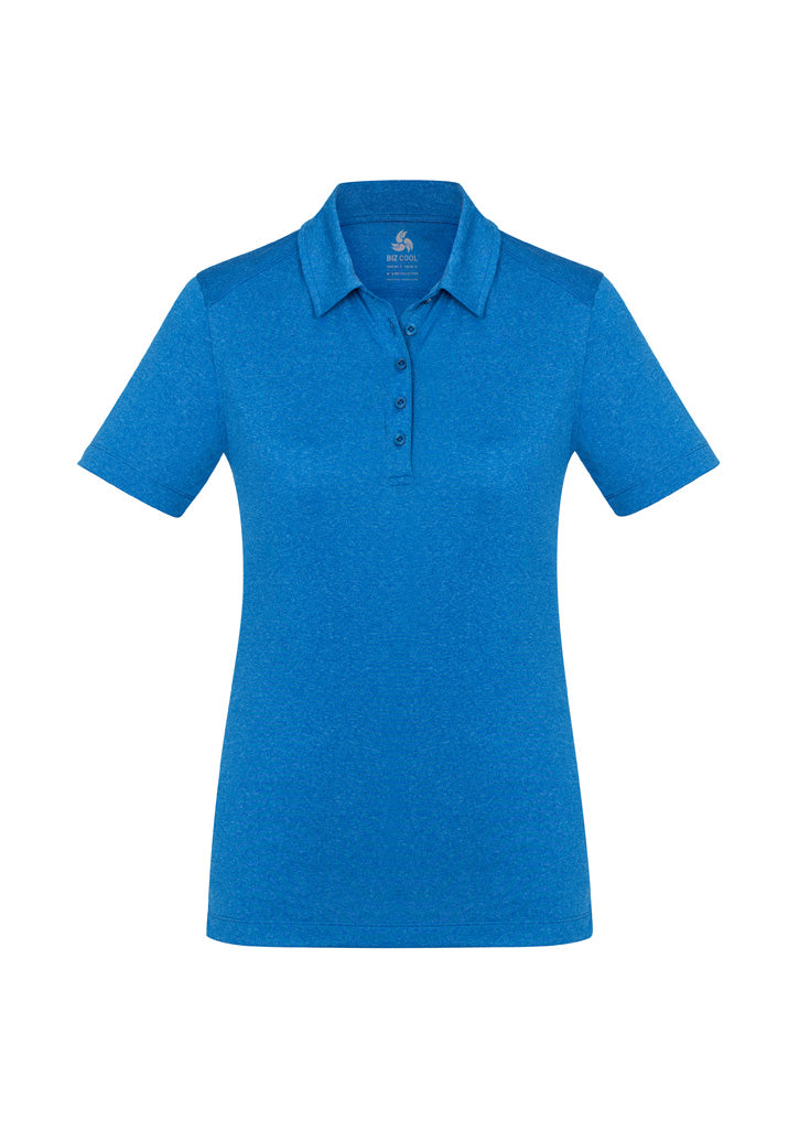 Aero Womens Short Sleeve Polo - Cyan - Front