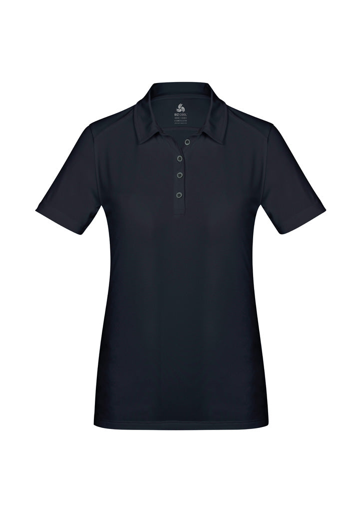 Aero Womens Short Sleeve Polo - Solid Black - Front