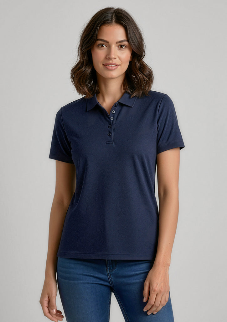 Aero Womens Short Sleeve Polo - Navy - Model