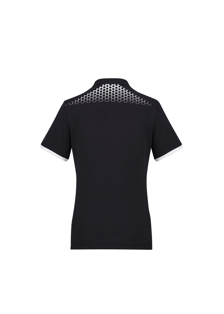 Galaxy Womens Short Sleeve Polo - Black/White - Back