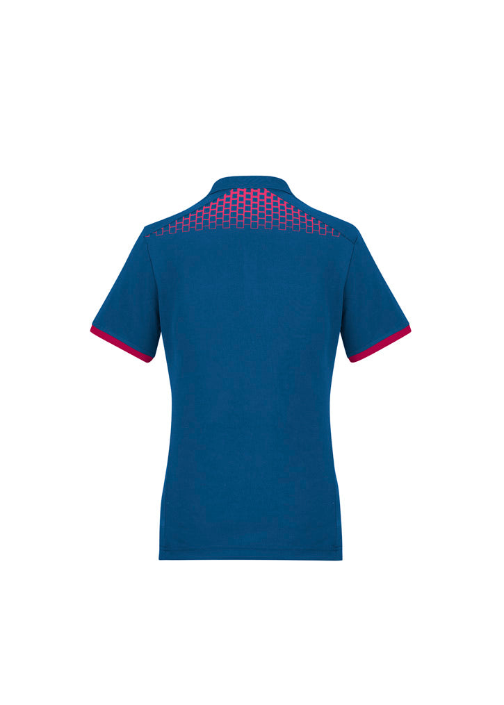 Galaxy Womens Short Sleeve Polo - Steel Blue/Magenta - Back