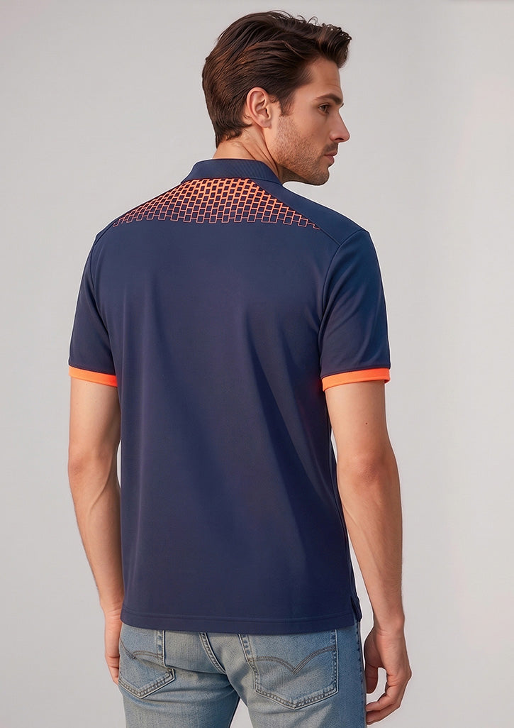 Galaxy Mens Short Sleeve Polo - Navy/Fluoro Orange - Model