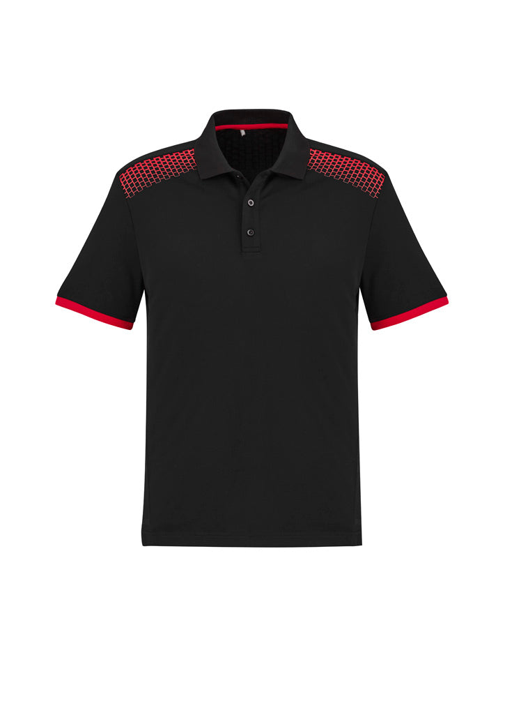 Galaxy Mens Short Sleeve Polo - Black/Red - Front