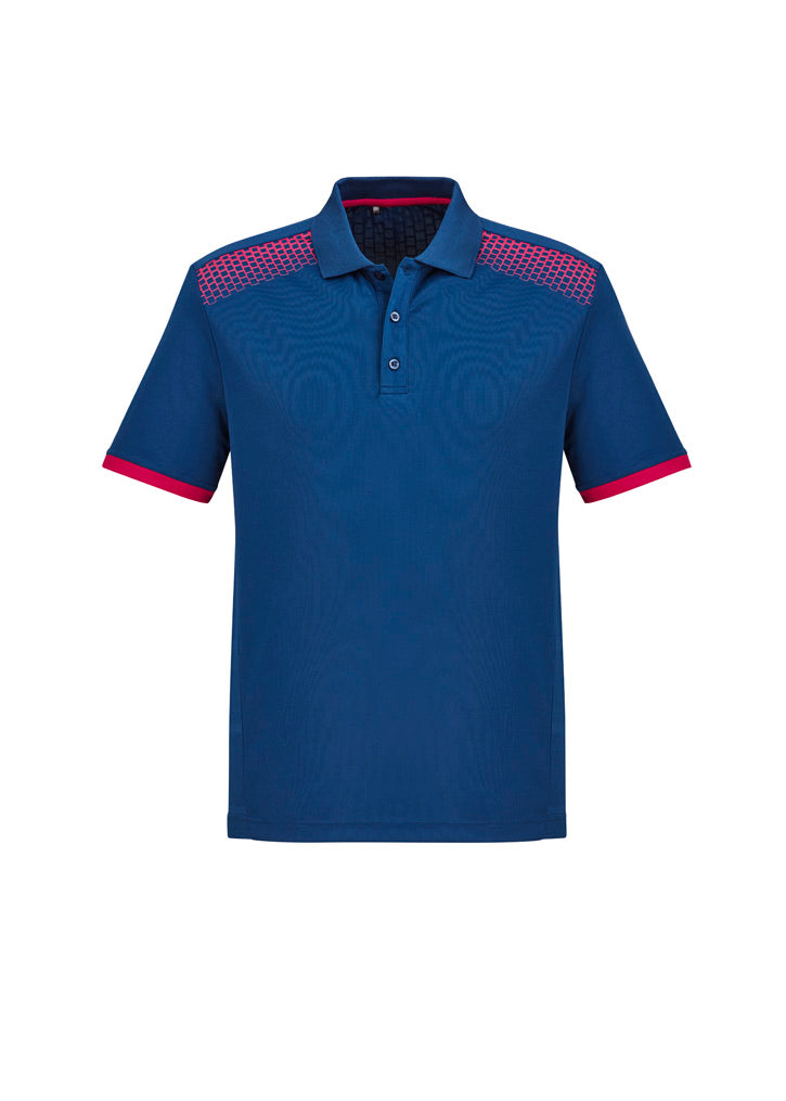Galaxy Mens Short Sleeve Polo - Steel Blue/Magenta - Front