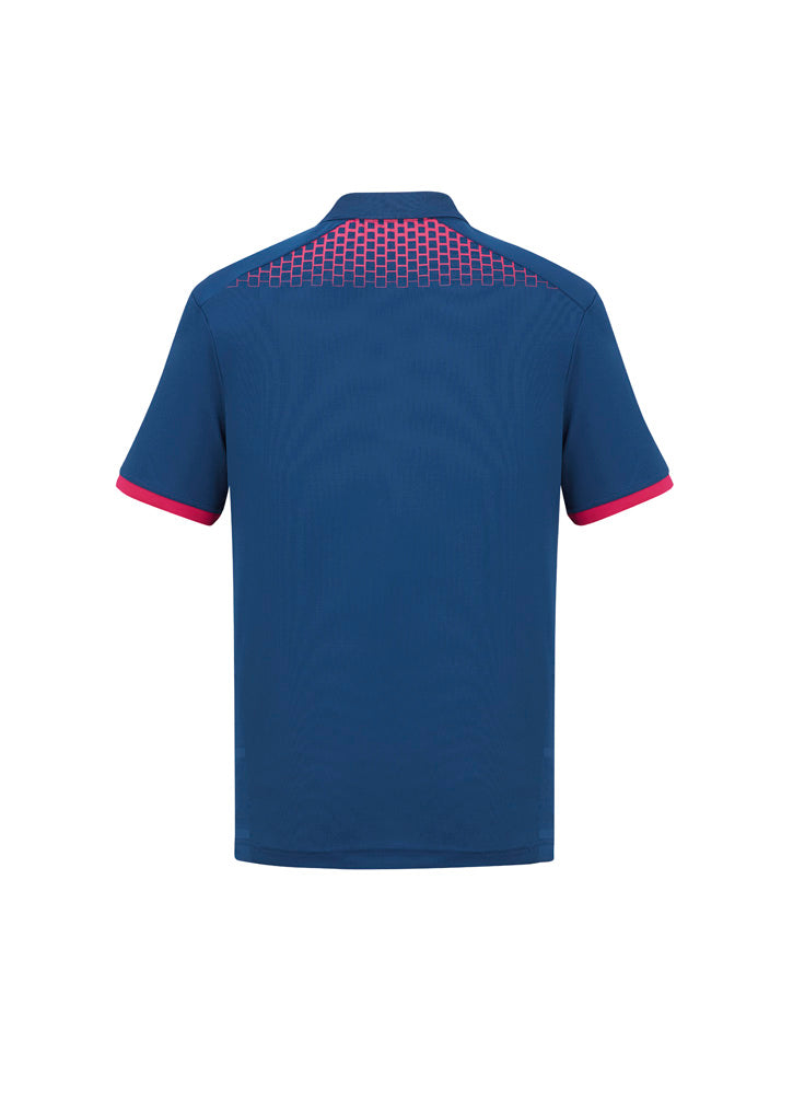 Galaxy Mens Short Sleeve Polo - Steel Blue/Magenta - Back