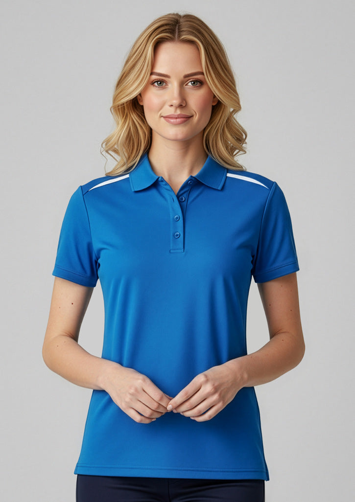 Sonar Womens Short Sleeve Polo - Royal/White - Model