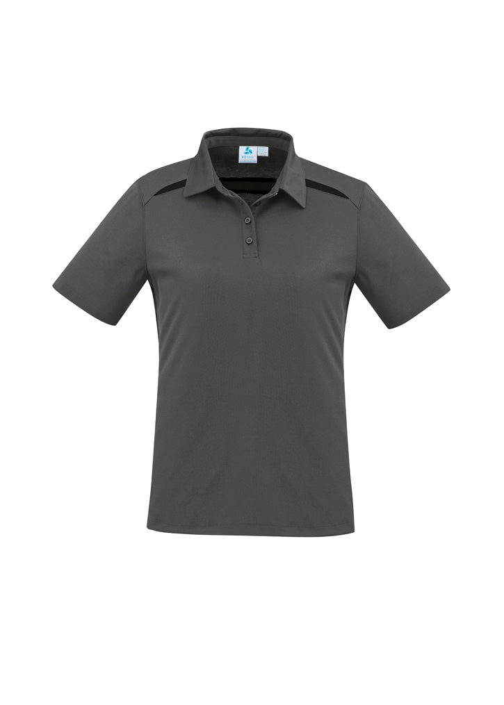 Sonar Womens Short Sleeve Polo - Grey/Black - Front