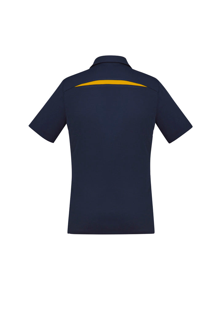 Sonar Womens Short Sleeve Polo - Navy/Gold - Back