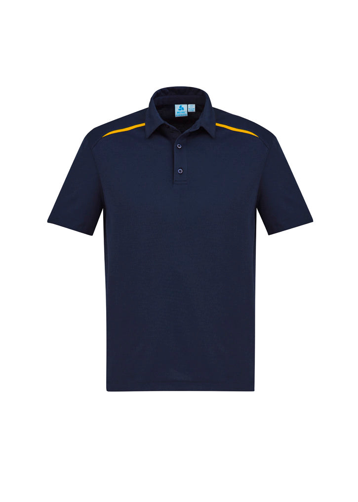 Sonar Mens Short Sleeve Polo - Navy/Gold - Front