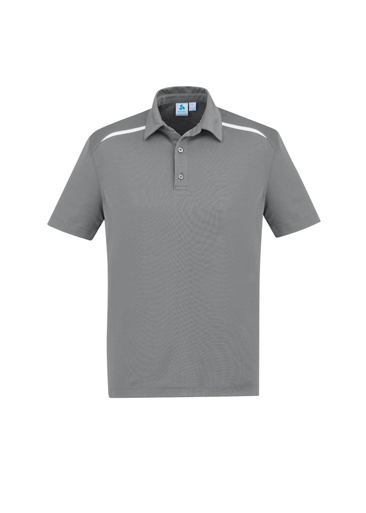 Sonar Mens Short Sleeve Polo - Silver/White - Front