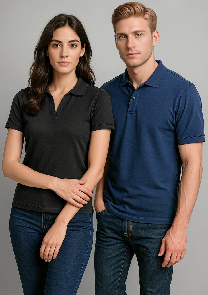 Oceana Womens Short Sleeve Polo - Black - Model